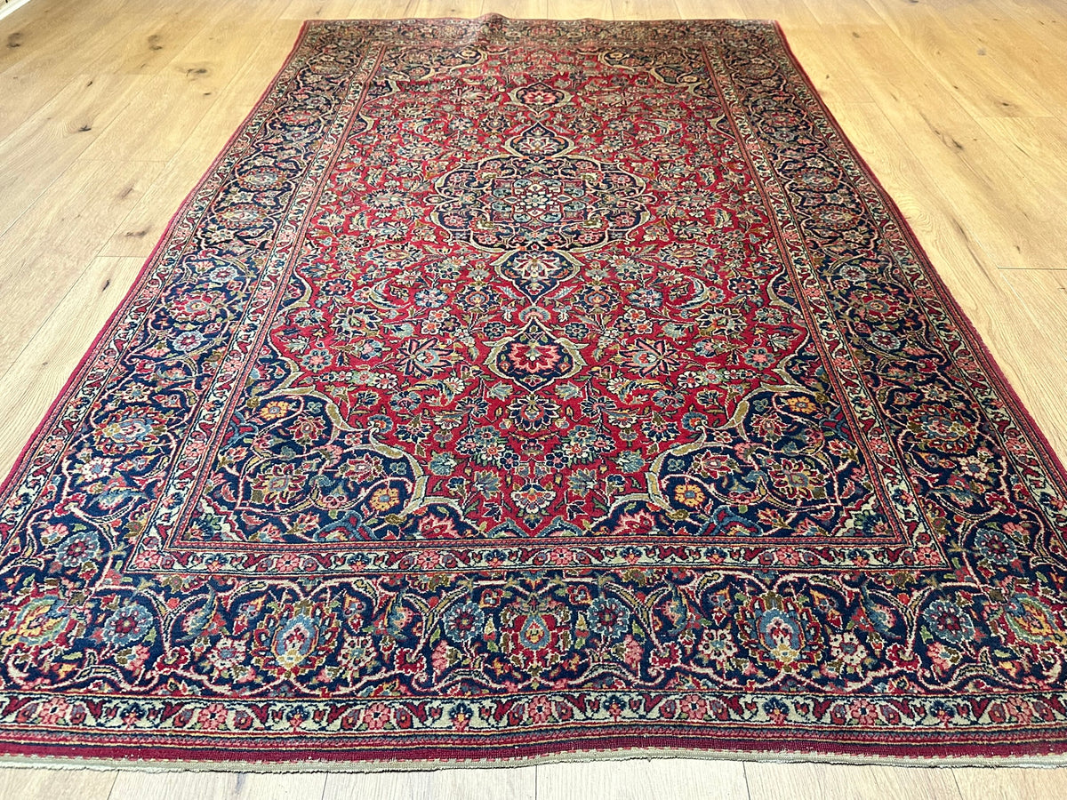 Antiker Orientteppich handgeknüpft  Keschan Korkwolle 220x130 cm
