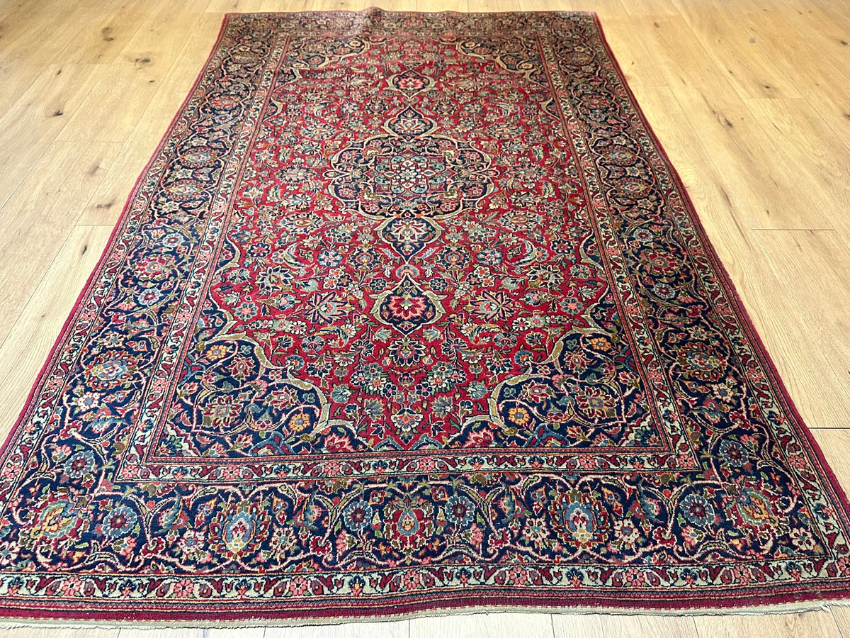 Antiker Orientteppich handgeknüpft  Keschan Korkwolle 220x130 cm