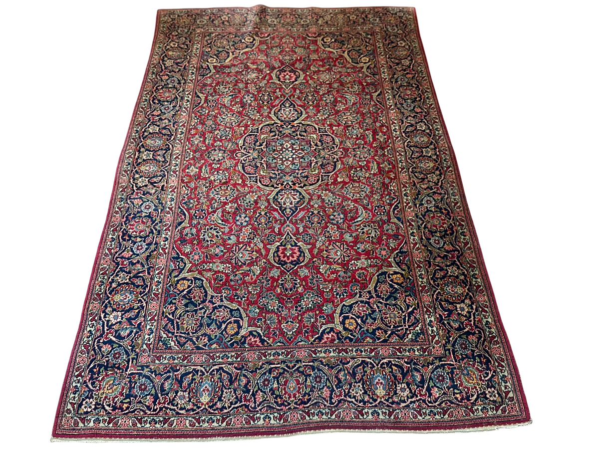 Antiker Orientteppich handgeknüpft  Keschan Korkwolle 220x130 cm