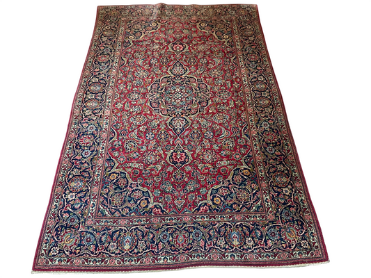 Antiker Orientteppich handgeknüpft  Keschan Korkwolle 220x130 cm