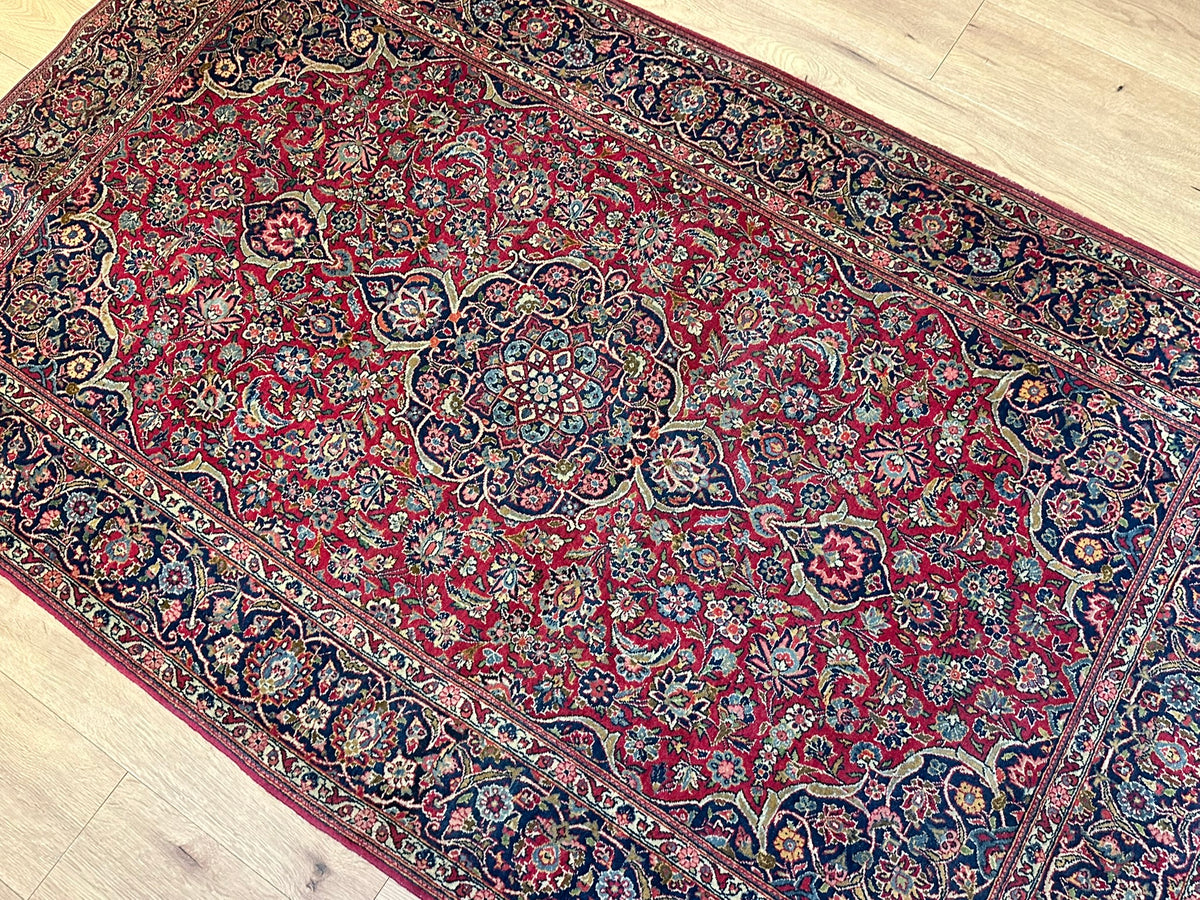 Antiker Orientteppich handgeknüpft  Keschan Korkwolle 220x130 cm