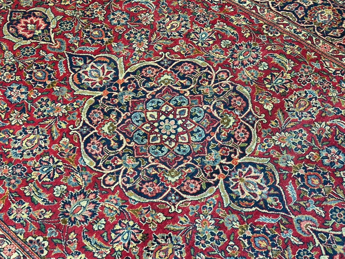 Antiker Orientteppich handgeknüpft  Keschan Korkwolle 220x130 cm