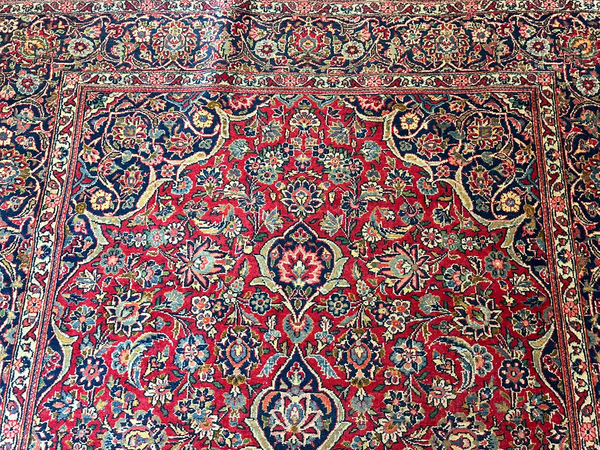 Antiker Orientteppich handgeknüpft  Keschan Korkwolle 220x130 cm
