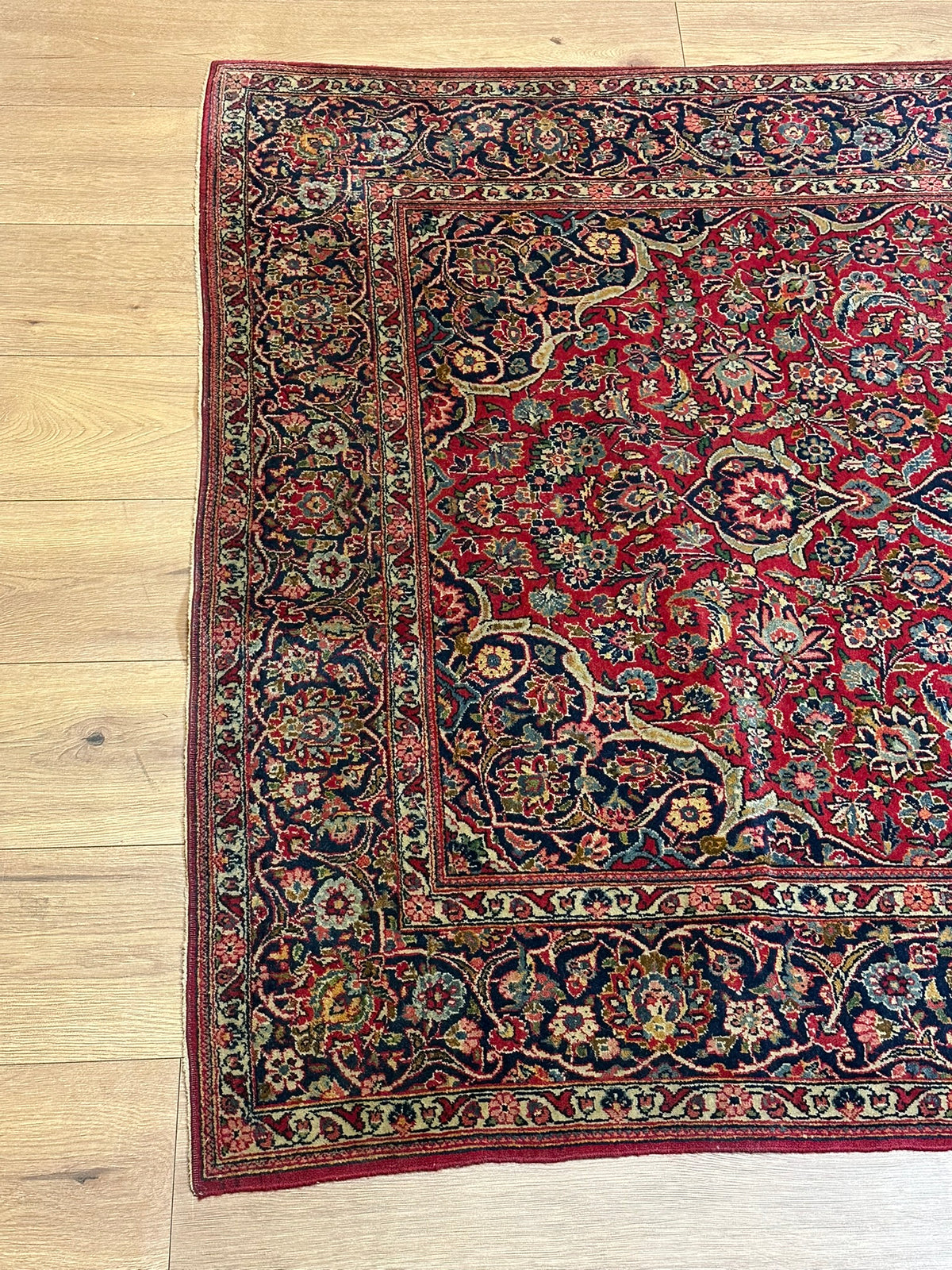 Antiker Orientteppich handgeknüpft  Keschan Korkwolle 220x130 cm