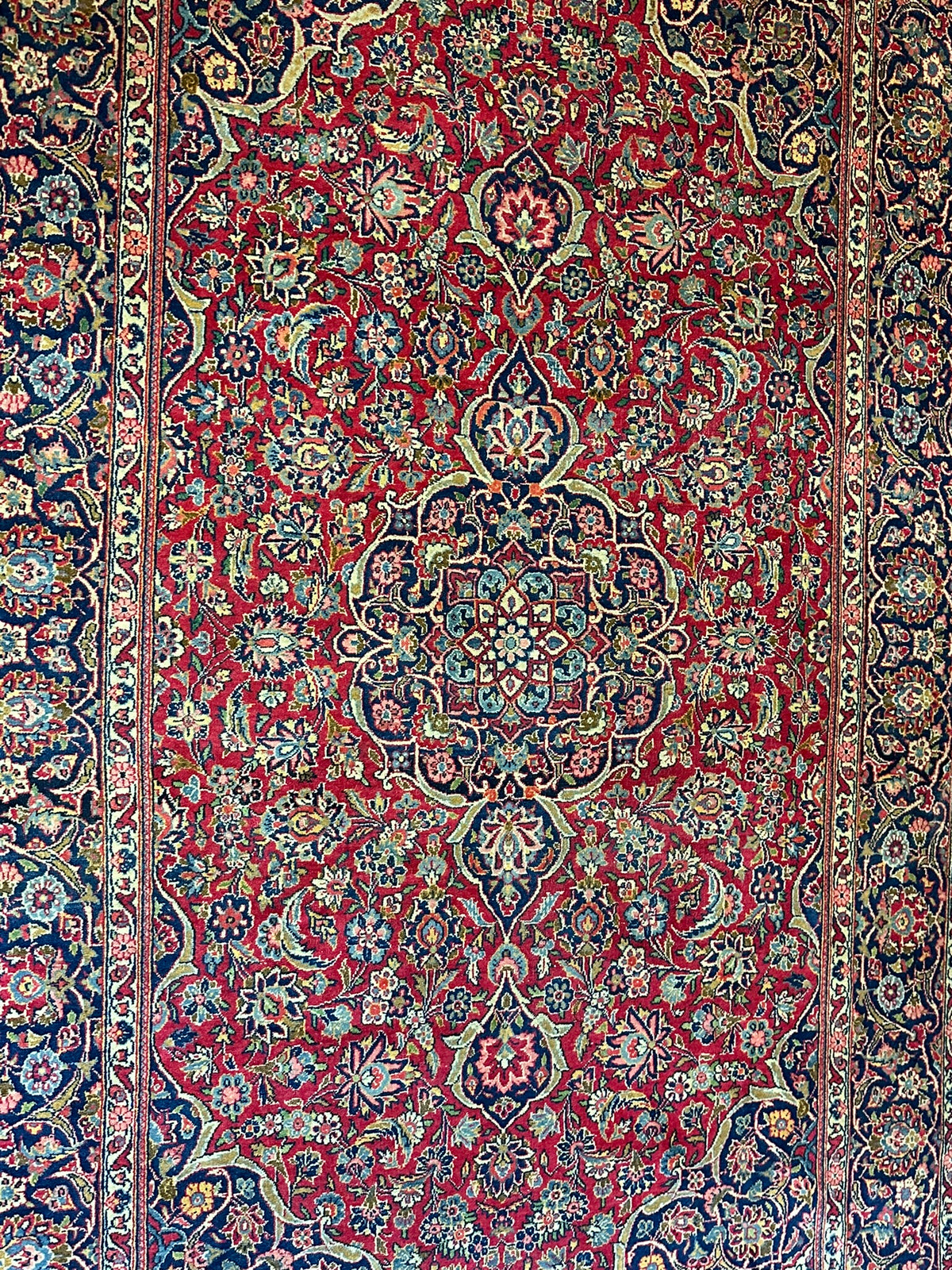 Antiker Orientteppich handgeknüpft  Keschan Korkwolle 220x130 cm