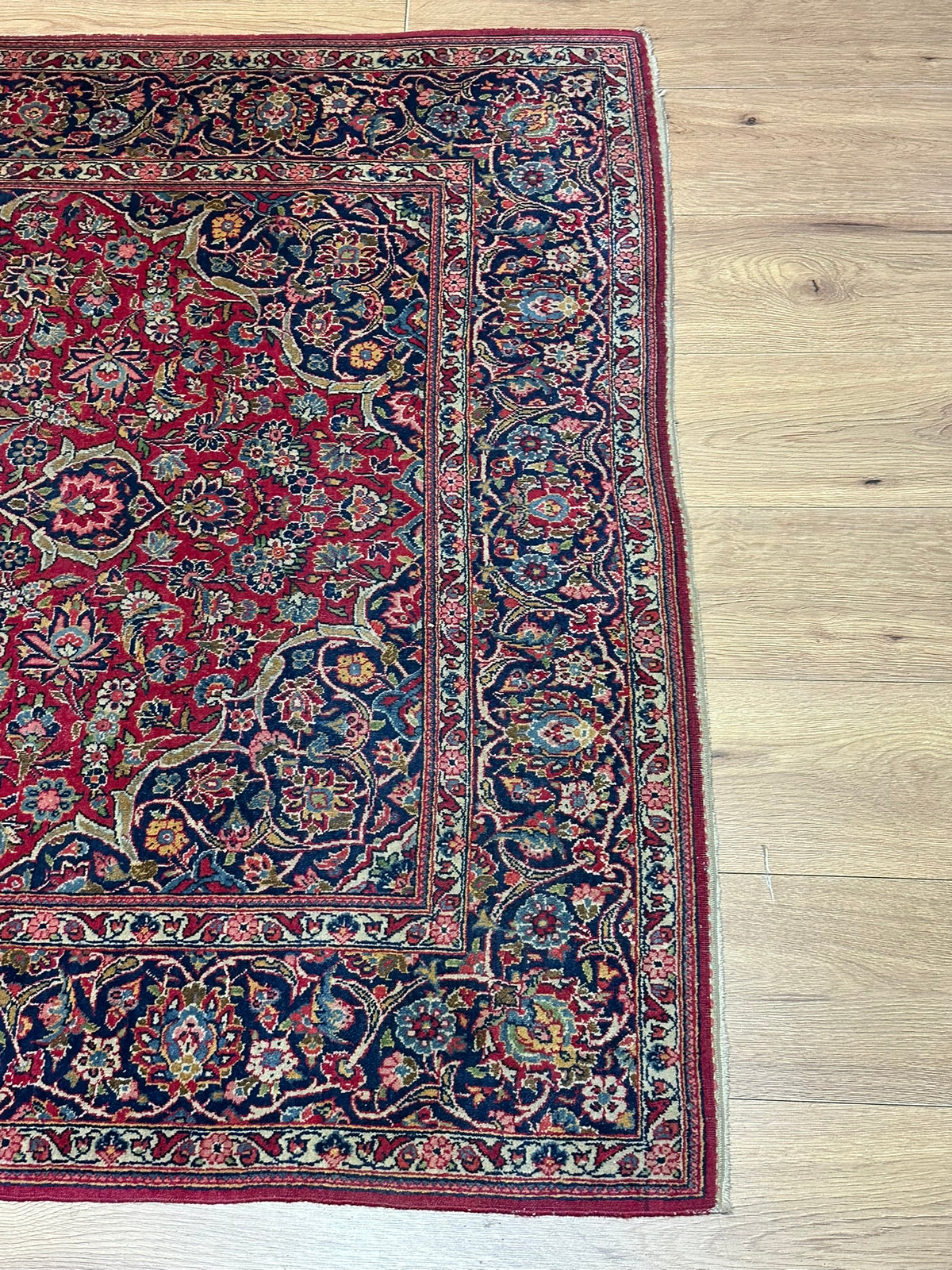 Antiker Orientteppich handgeknüpft  Keschan Korkwolle 220x130 cm