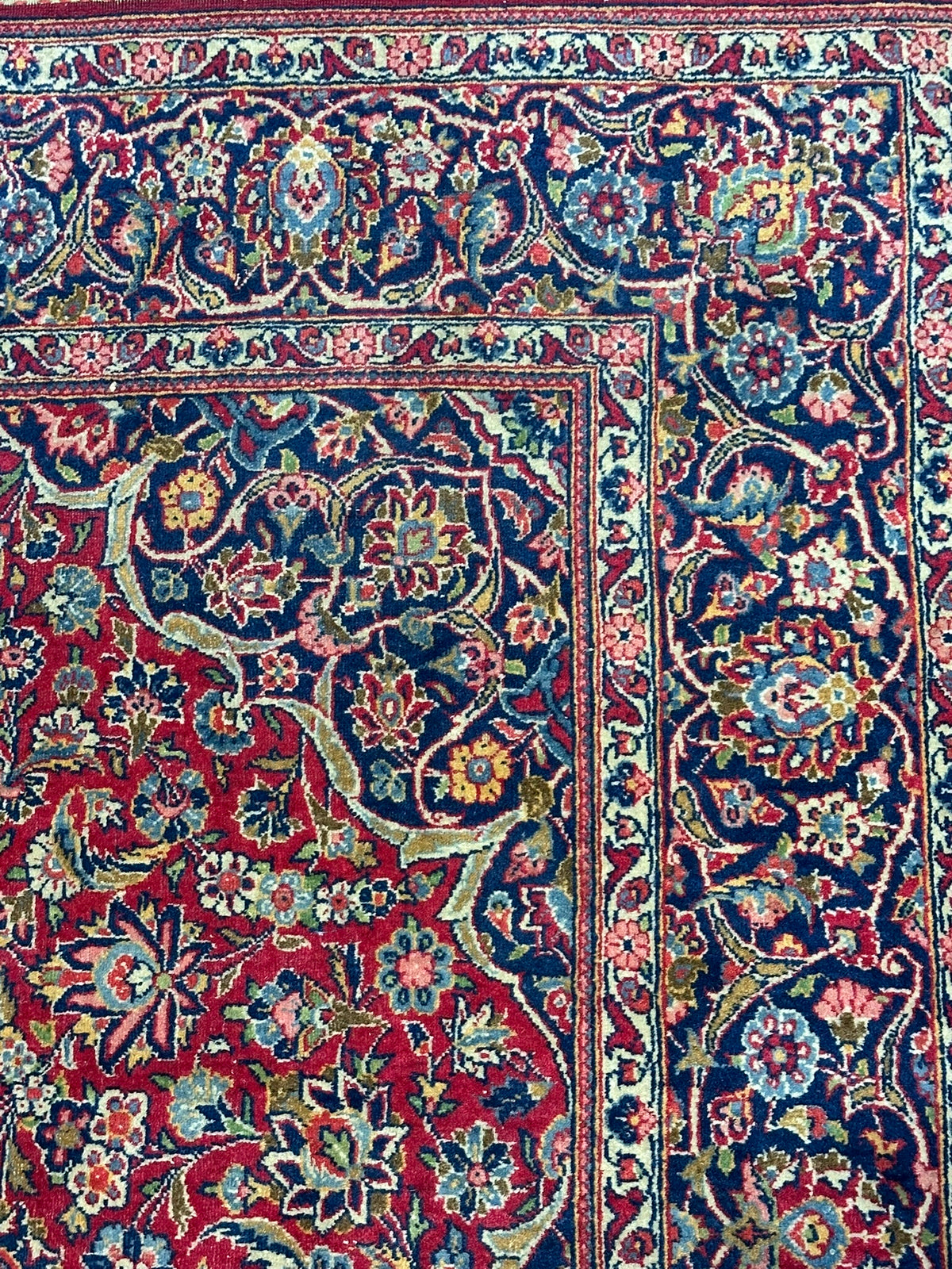 Antiker Orientteppich handgeknüpft  Keschan Korkwolle 220x130 cm