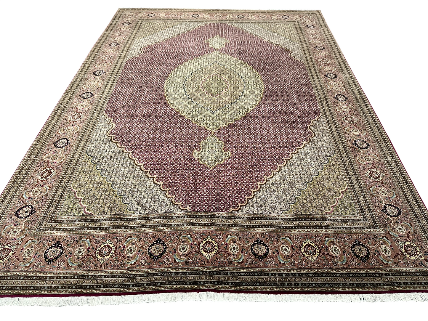 Handgeknüpfter Täbriz Teppich 350x250 cm – Mahi Muster mit Seide