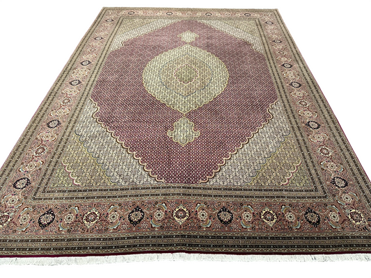 Handgeknüpfter Täbriz Teppich 350x250 cm – Mahi Muster mit Seide