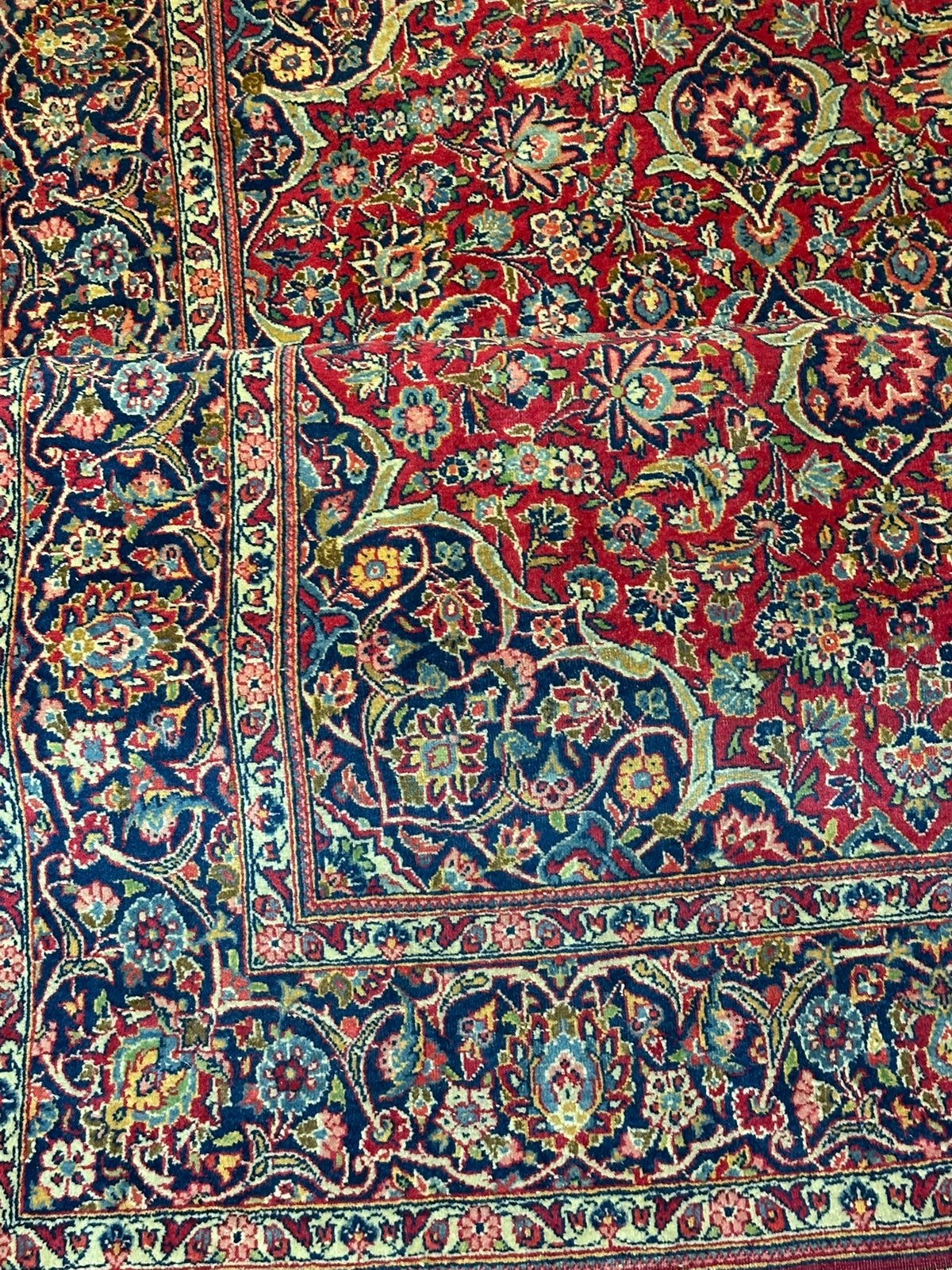 Antiker Orientteppich handgeknüpft  Keschan Korkwolle 220x130 cm