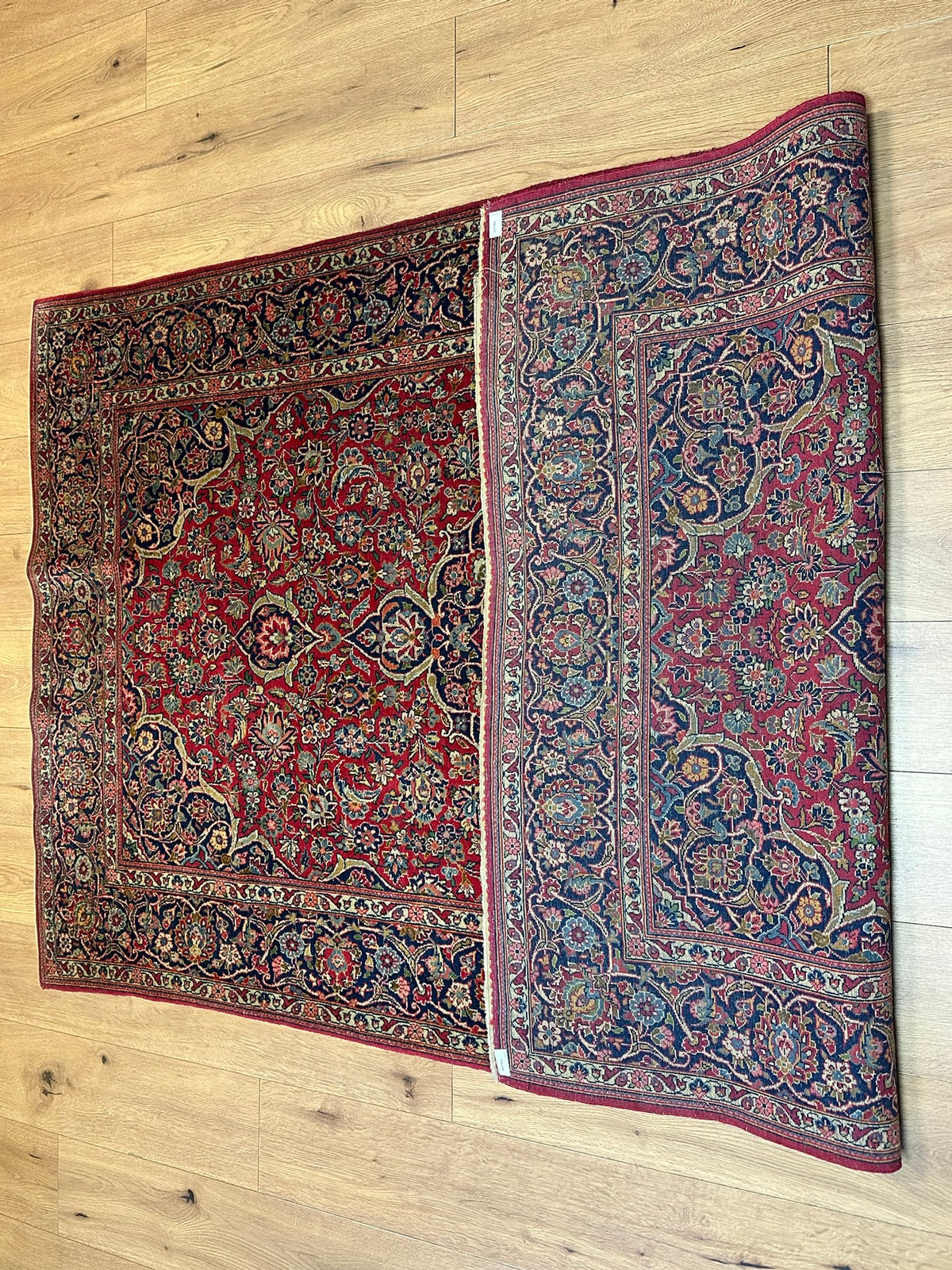 Antiker Orientteppich handgeknüpft  Keschan Korkwolle 220x130 cm