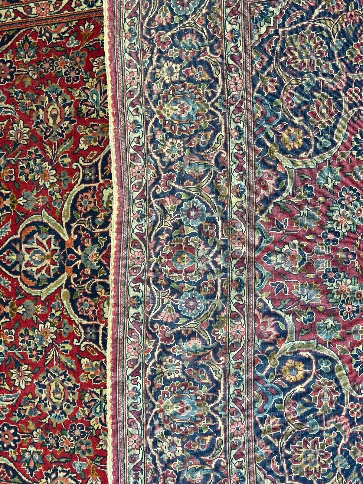 Antiker Orientteppich handgeknüpft  Keschan Korkwolle 220x130 cm