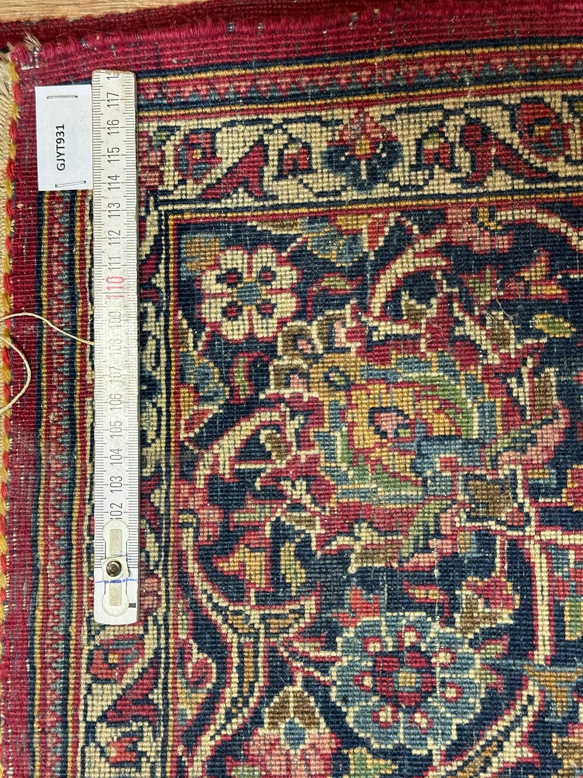 Antiker Orientteppich handgeknüpft  Keschan Korkwolle 220x130 cm