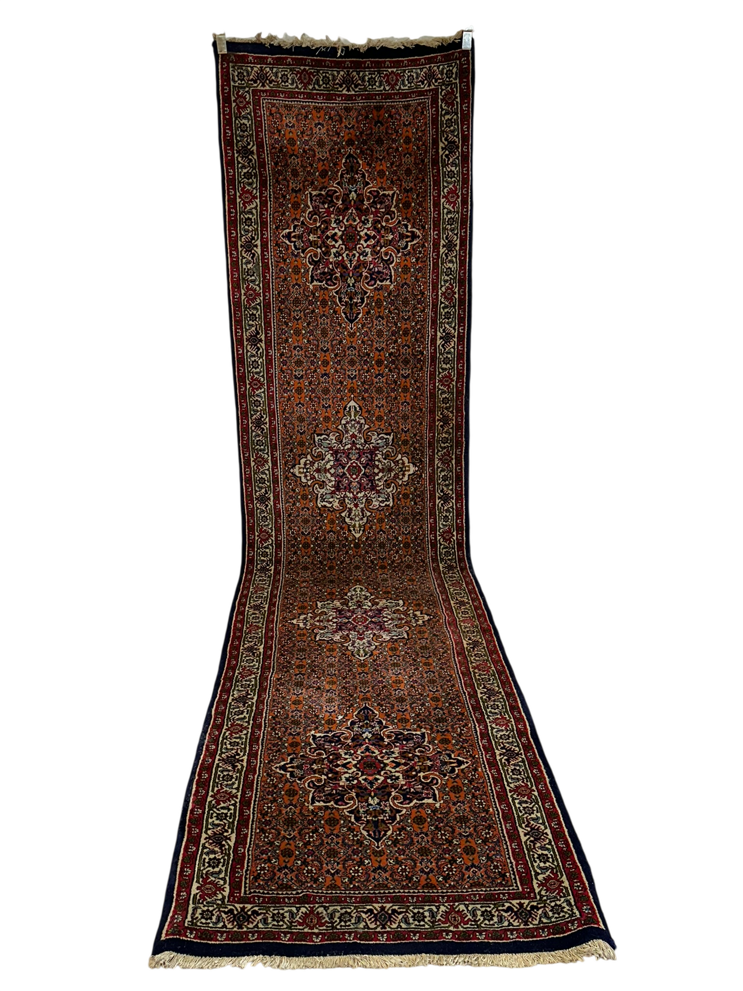 Orientteppich handgeknüpft Bidjar Läufer 383x94 cm