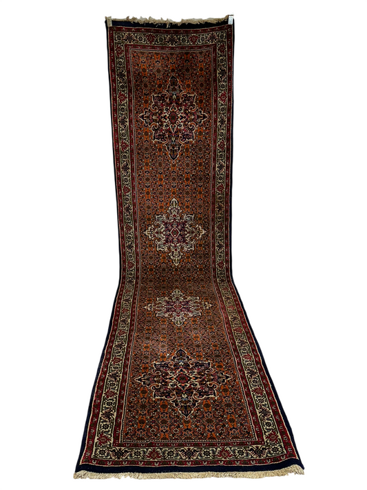 Orientteppich handgeknüpft Bidjar Läufer 383x94 cm