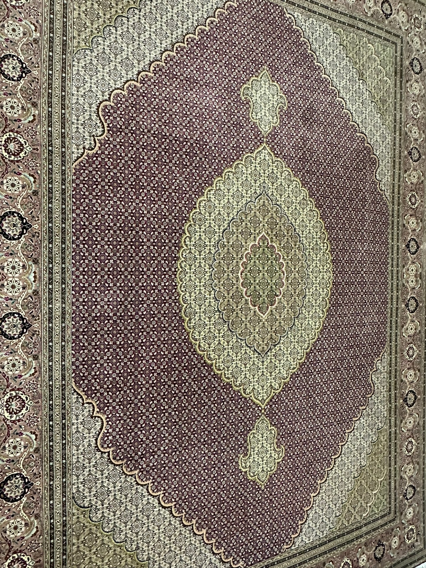 Handgeknüpfter Täbriz Teppich 350x250 cm – Mahi Muster mit Seide