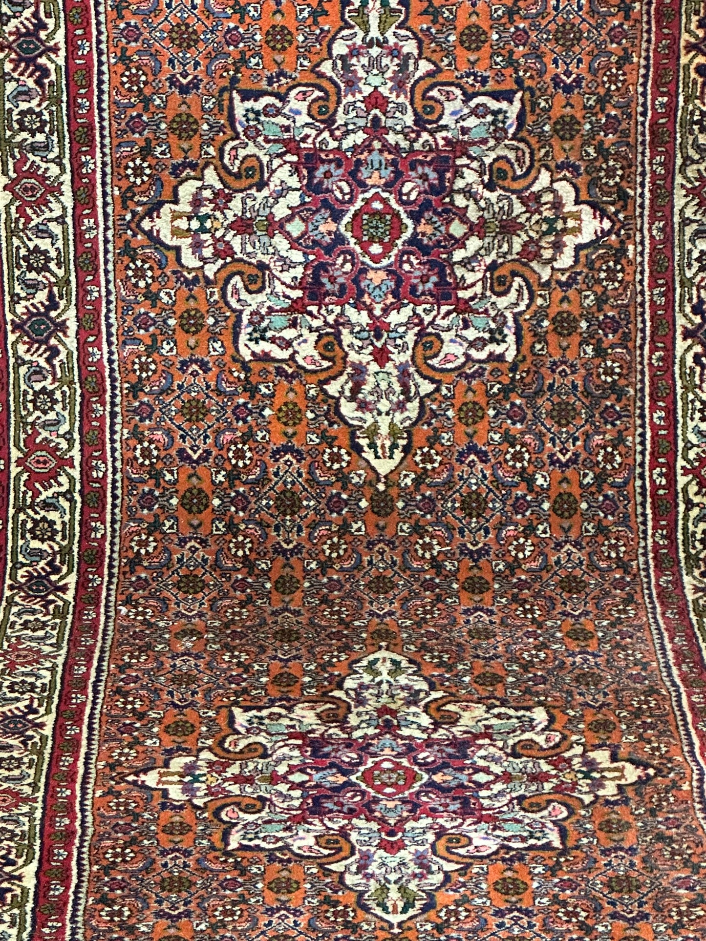 Orientteppich handgeknüpft Bidjar Läufer 383x94 cm