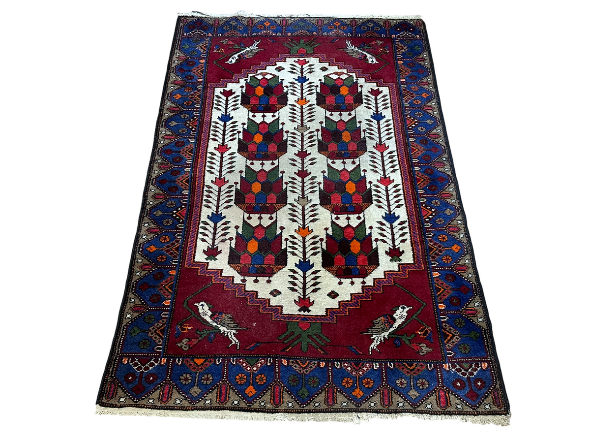 Orientteppich handgeknüpft antiker Bachtiar Korkwolle 180x120 cm