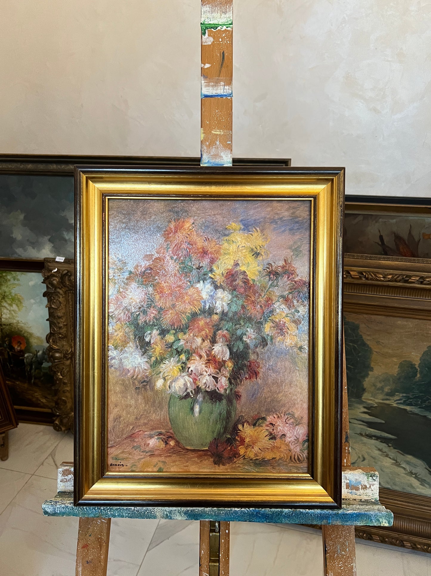Hochwertiger Kunstdruck, Farbenfrohes Blumenstillleben 50x40cm