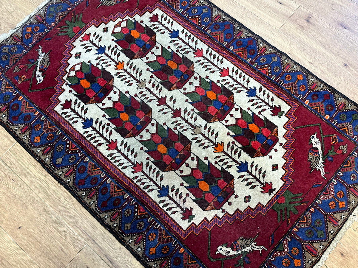Orientteppich handgeknüpft antiker Bachtiar Korkwolle 180x120 cm