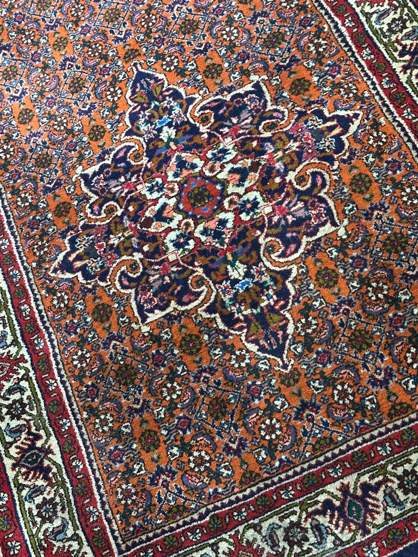 Orientteppich handgeknüpft Bidjar Läufer 383x94 cm