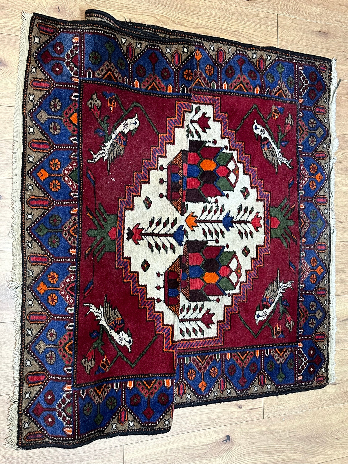 Orientteppich handgeknüpft antiker Bachtiar Korkwolle 180x120 cm