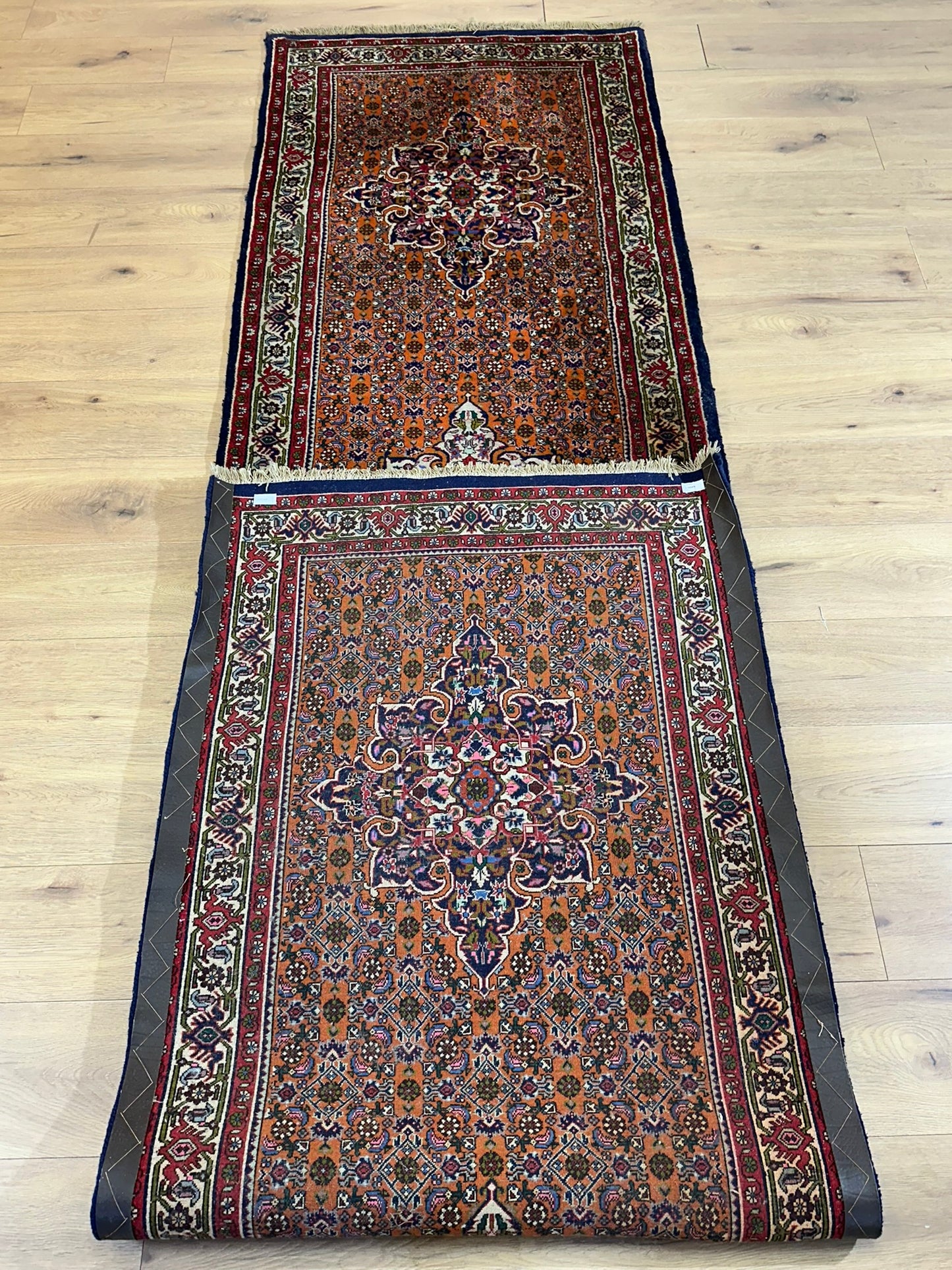 Orientteppich handgeknüpft Bidjar Läufer 383x94 cm