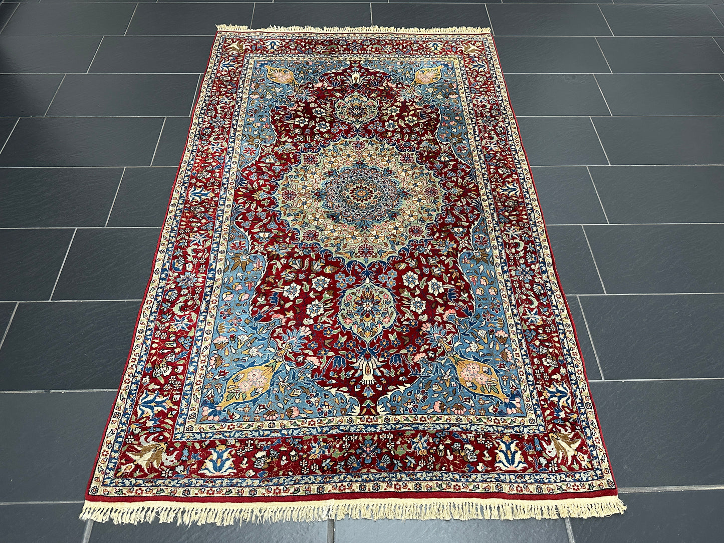 Handgeknüpfter Orientteppich - Türkei Hereke Korkwolle Semi Antik 220x138 cm