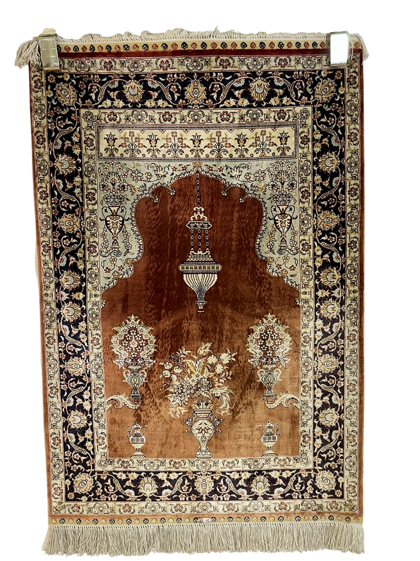 Orientteppich handgeknüpft China Hereke Seide auf Seide 95x65 cm