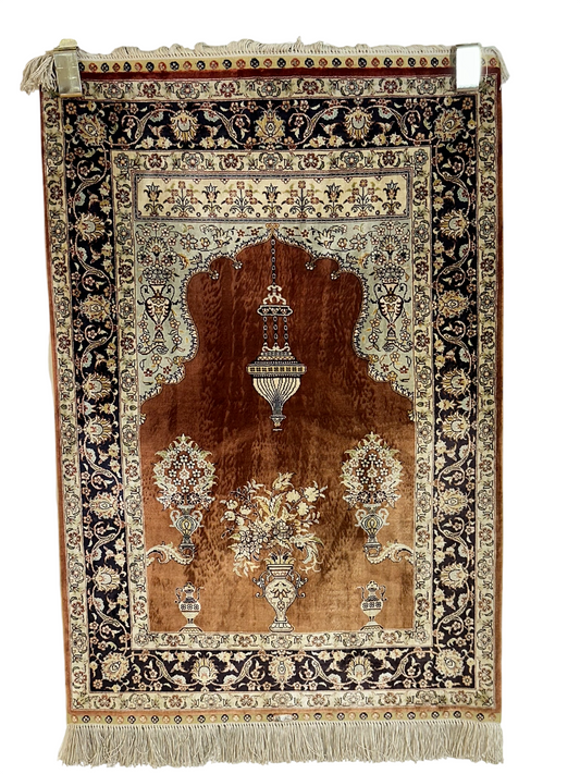 Orientteppich handgeknüpft China Hereke Seide auf Seide 95x65 cm