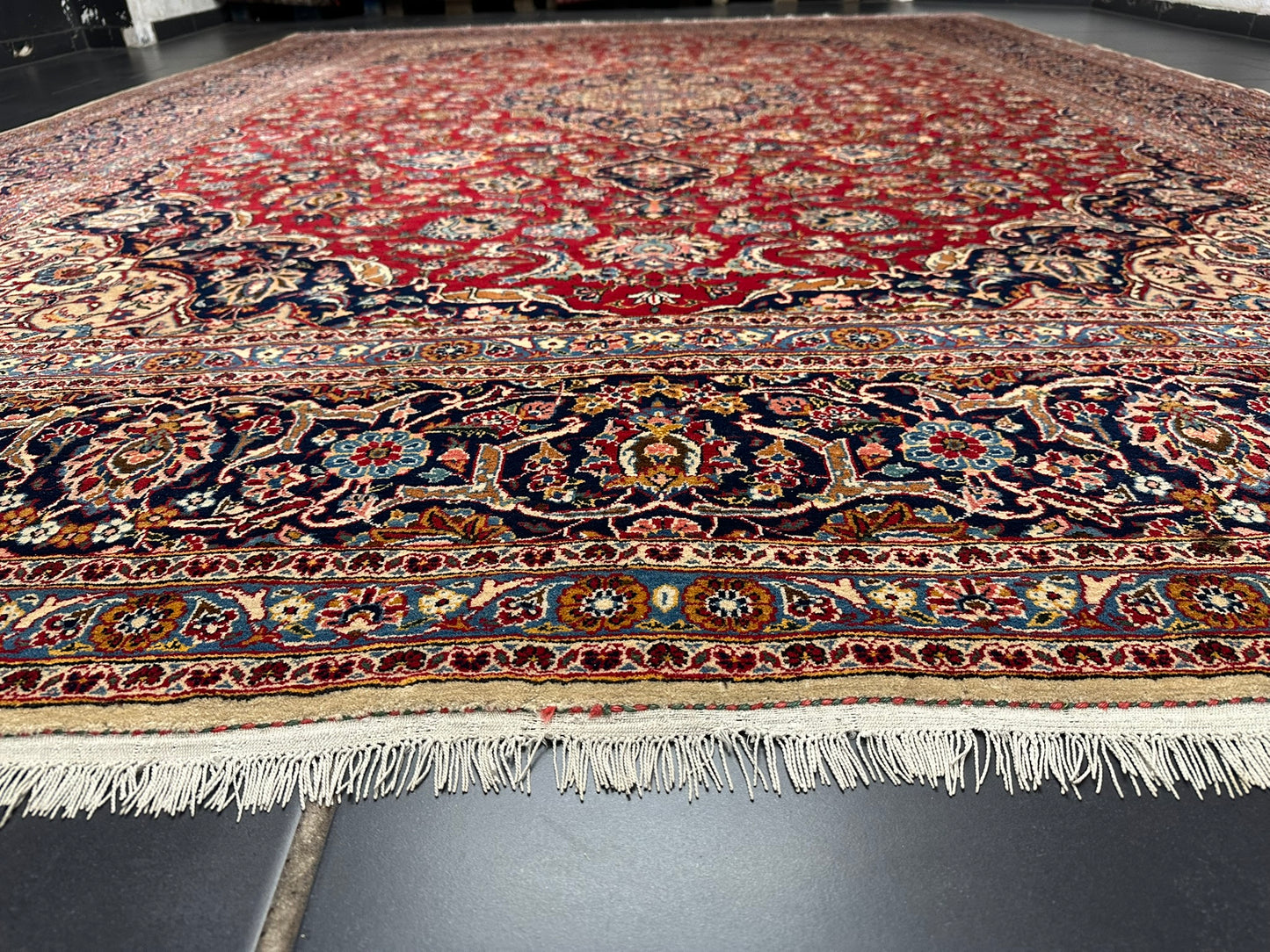 orientteppich handgeknüpft Keschan Korkwolle semi antik 420x305 cm