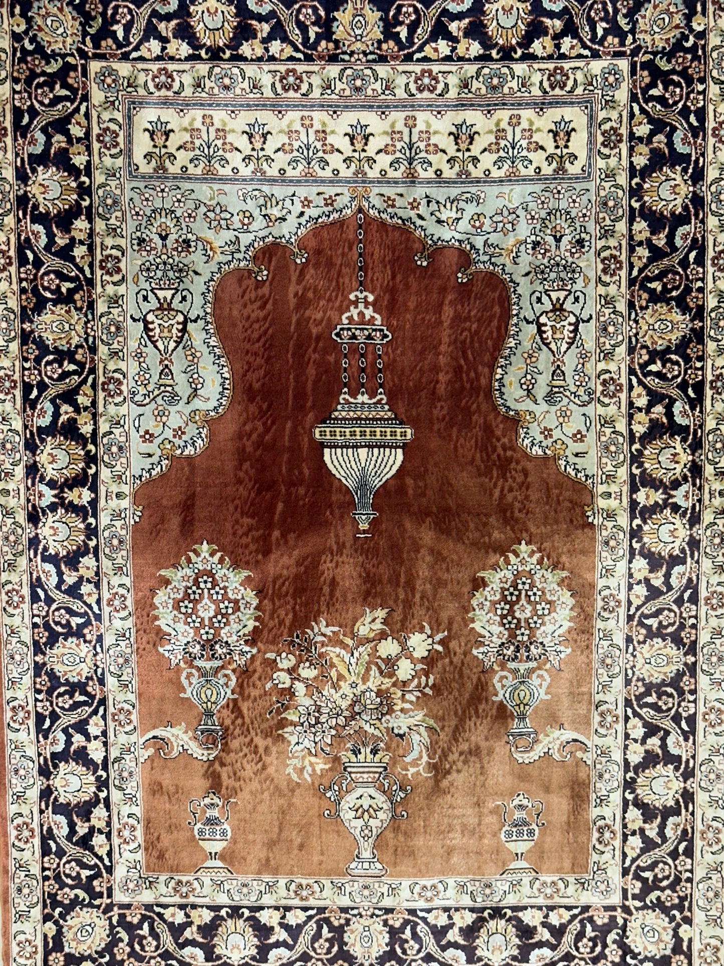 Orientteppich handgeknüpft China Hereke Seide auf Seide 95x65 cm