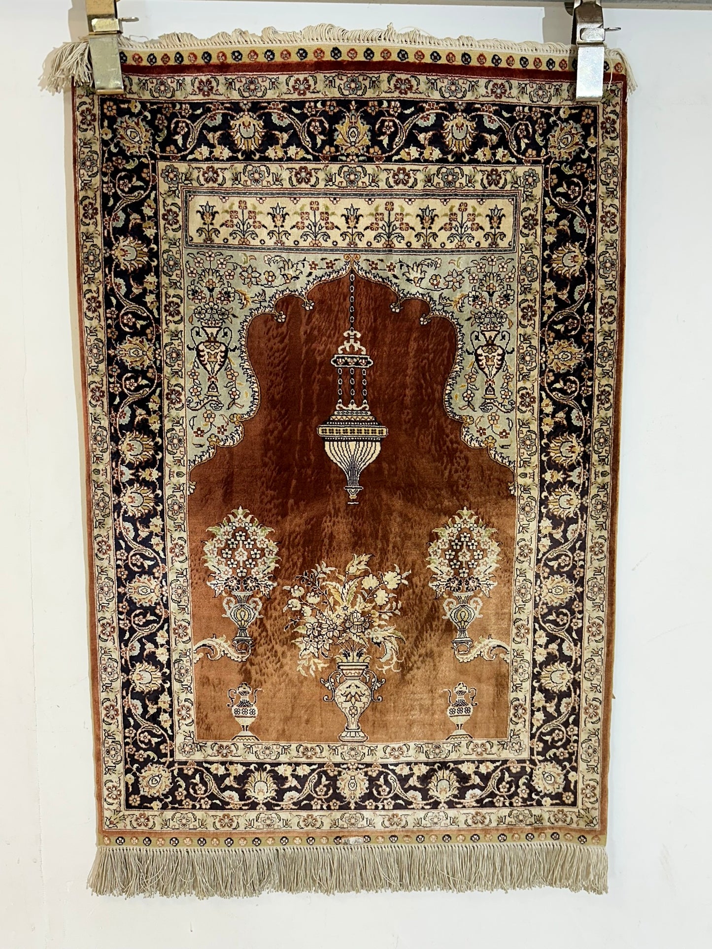 Orientteppich handgeknüpft China Hereke Seide auf Seide 95x65 cm