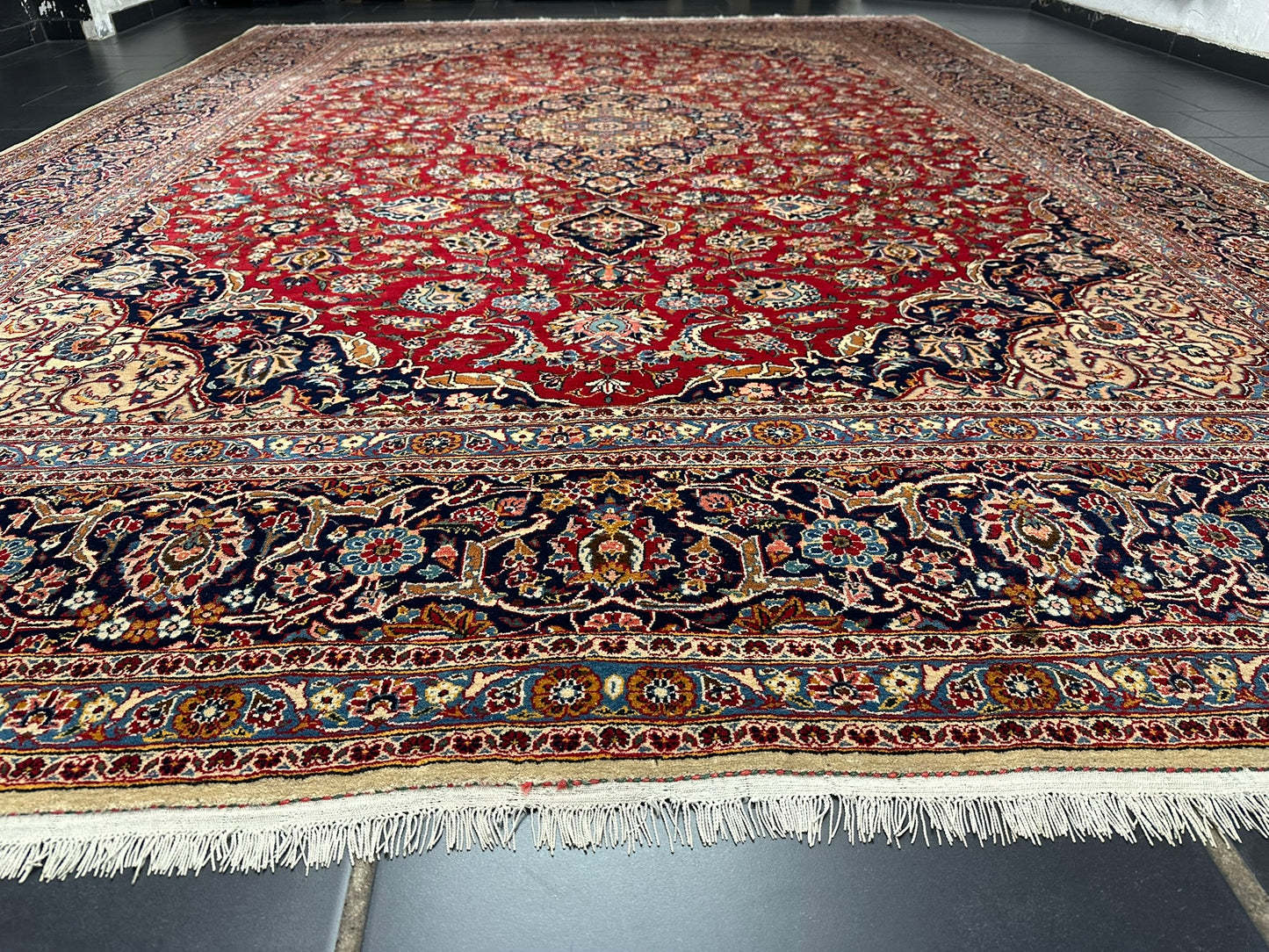 orientteppich handgeknüpft Keschan Korkwolle semi antik 420x305 cm