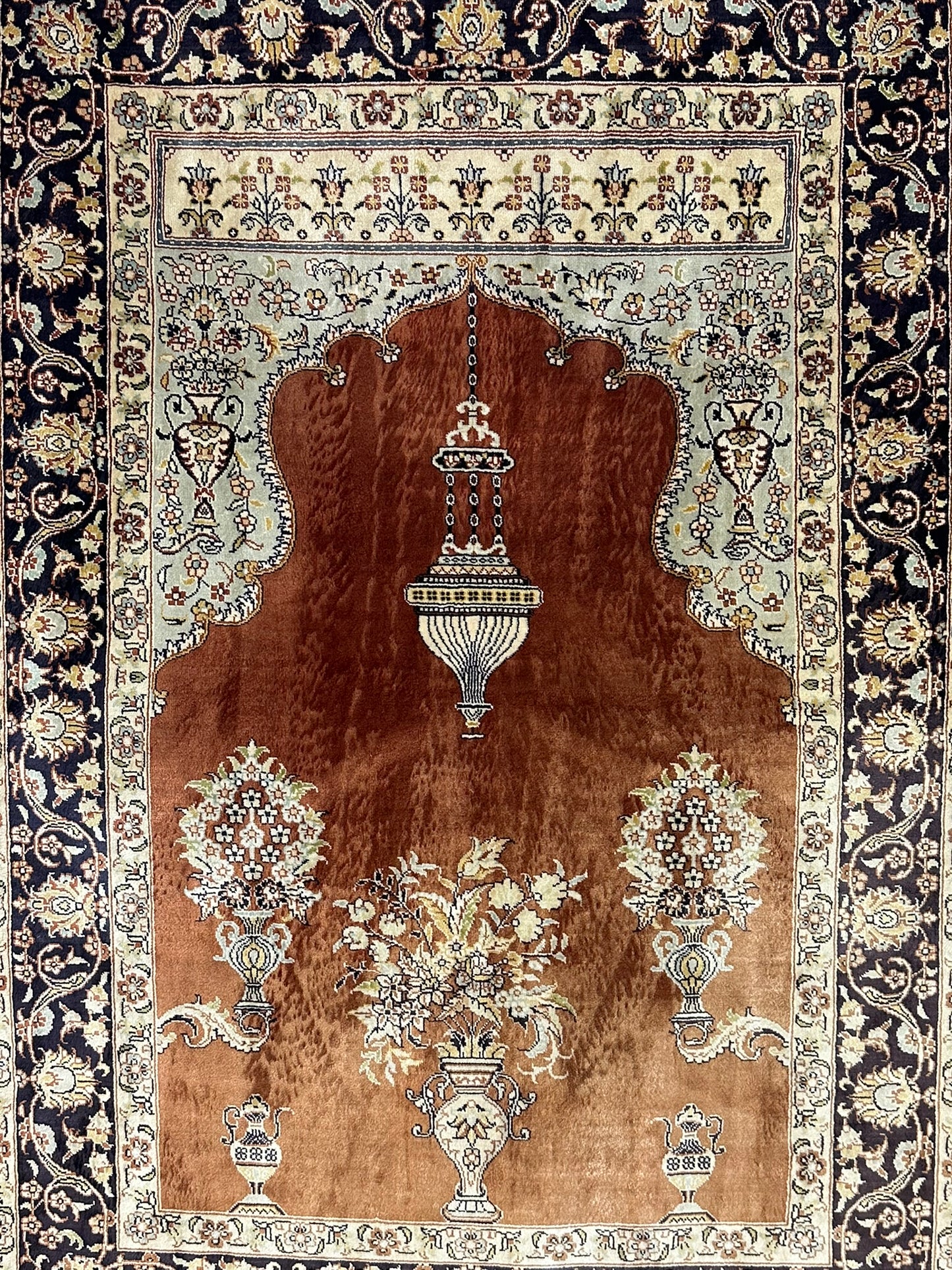 Orientteppich handgeknüpft China Hereke Seide auf Seide 95x65 cm