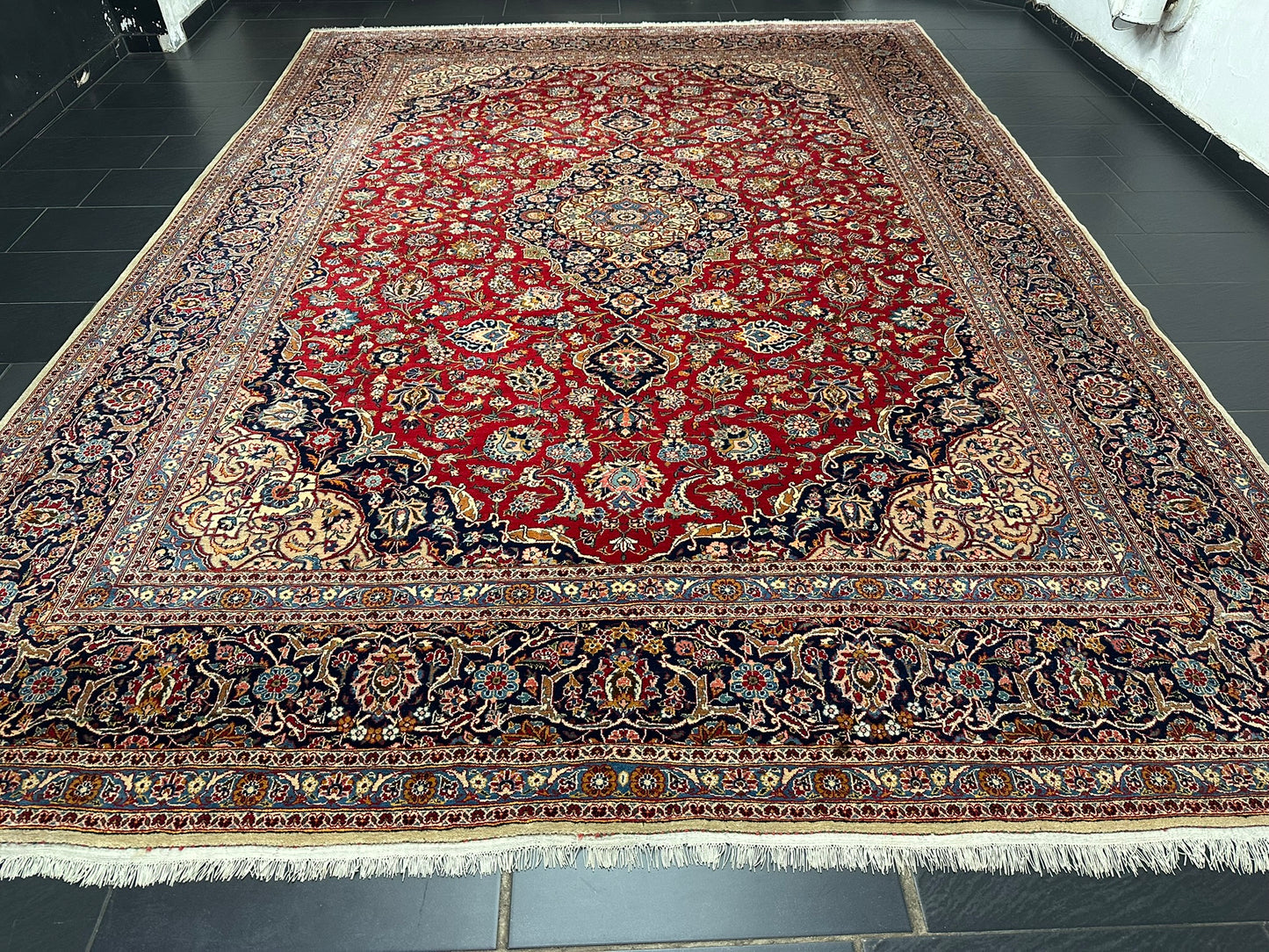 orientteppich handgeknüpft Keschan Korkwolle semi antik 420x305 cm