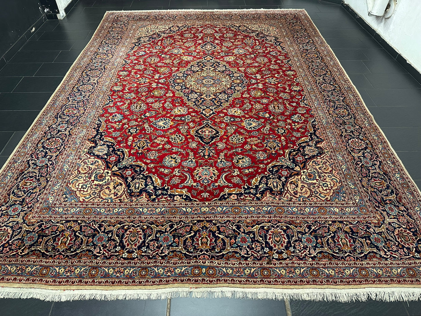 orientteppich handgeknüpft Keschan Korkwolle semi antik 420x305 cm