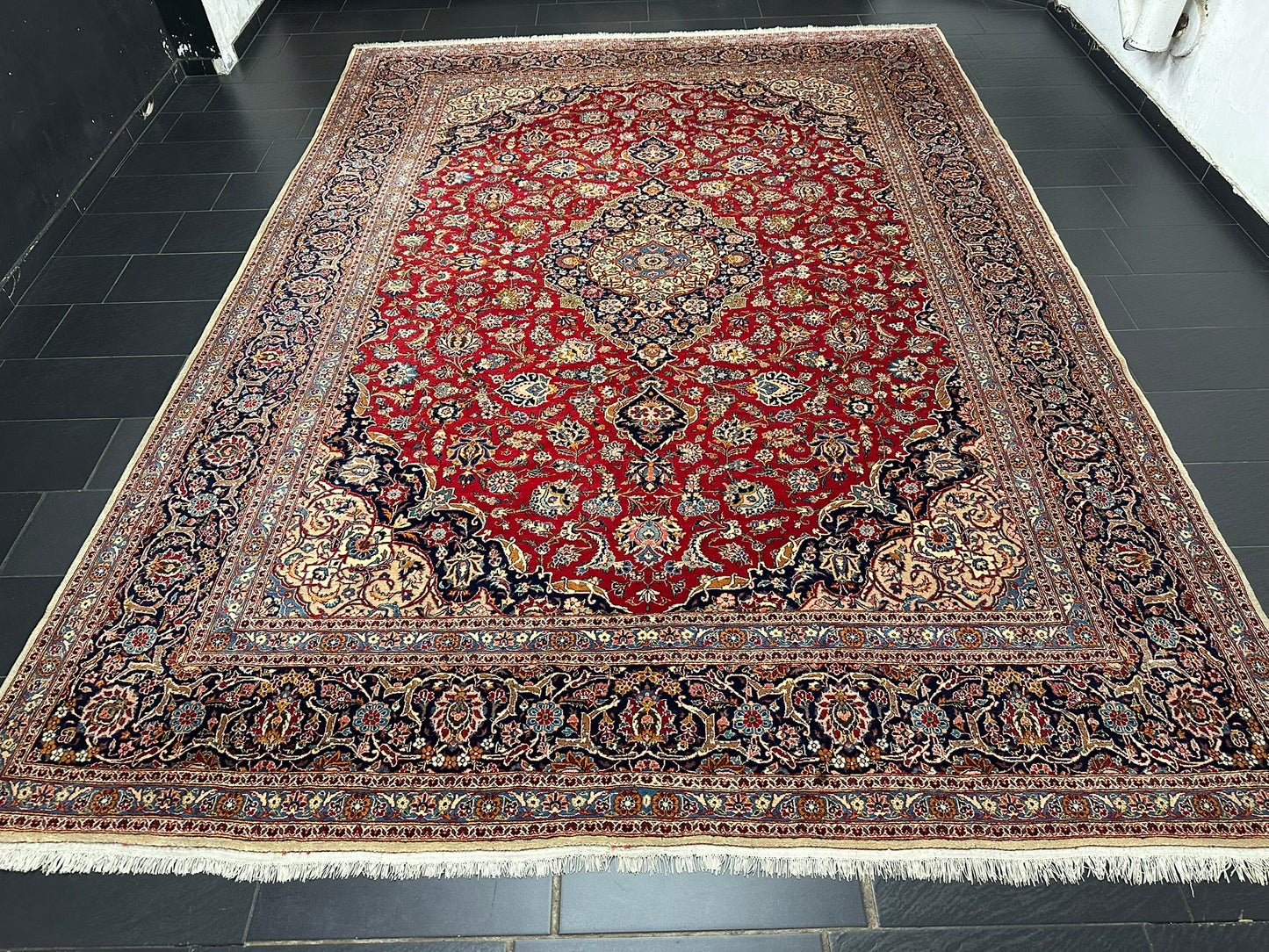 orientteppich handgeknüpft Keschan Korkwolle semi antik 420x305 cm