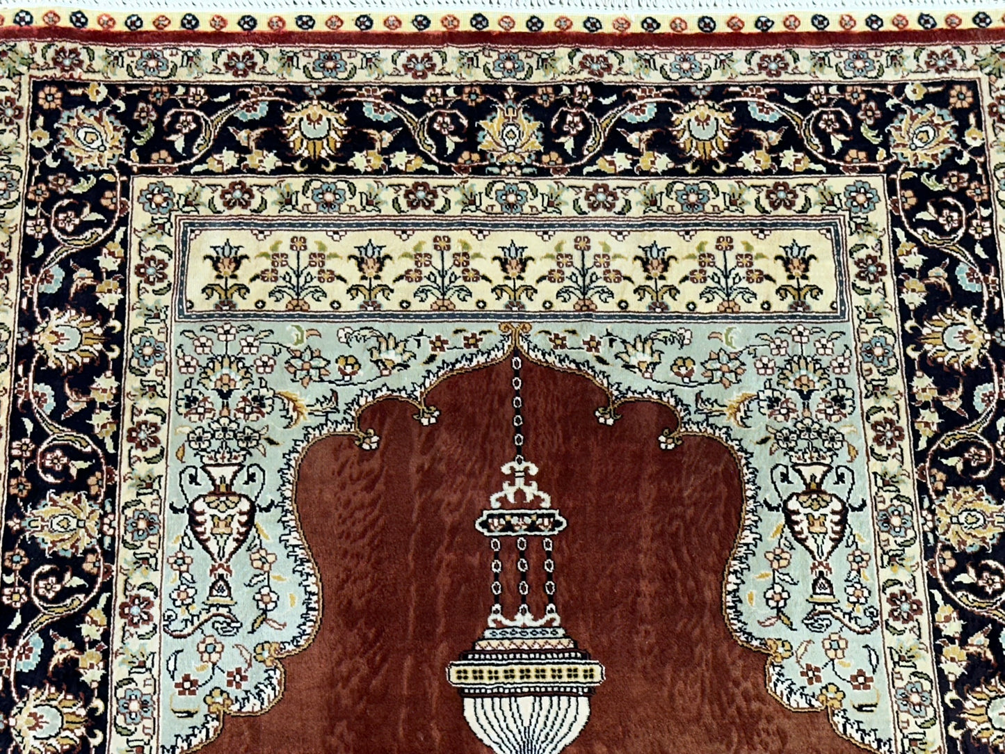 Orientteppich handgeknüpft China Hereke Seide auf Seide 95x65 cm