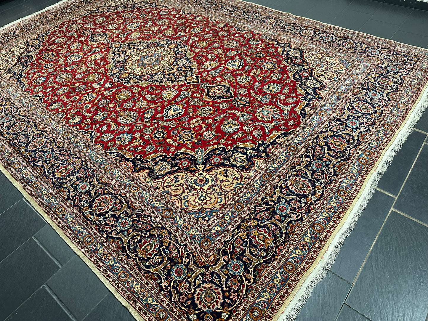 orientteppich handgeknüpft Keschan Korkwolle semi antik 420x305 cm