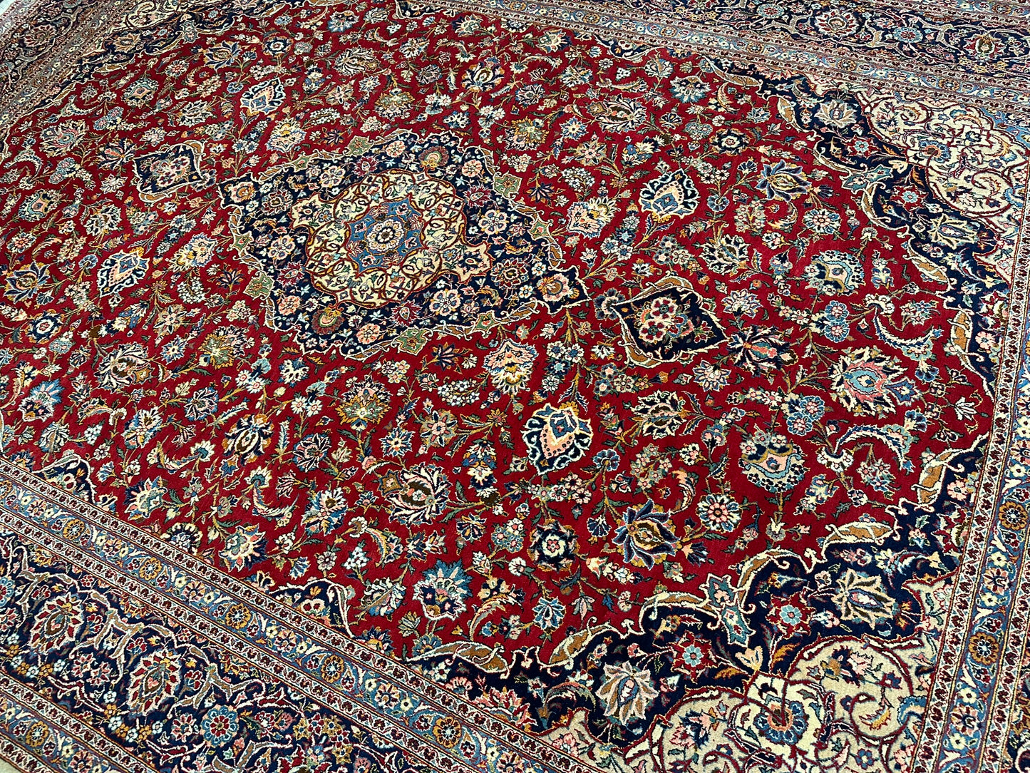 orientteppich handgeknüpft Keschan Korkwolle semi antik 420x305 cm
