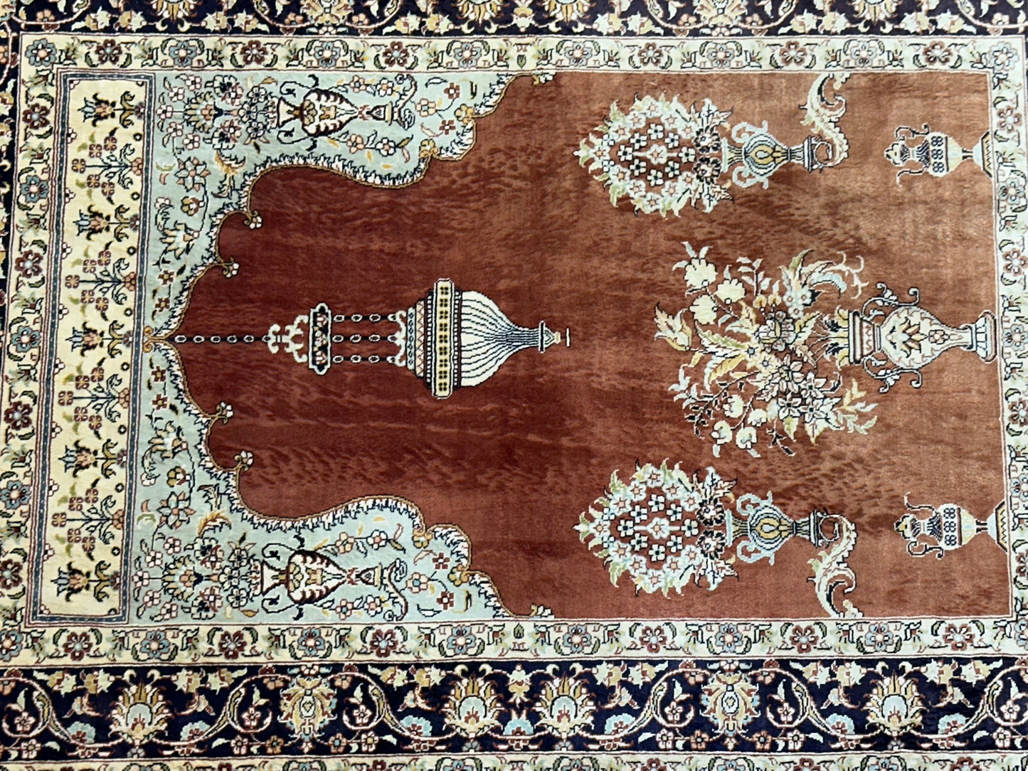 Orientteppich handgeknüpft China Hereke Seide auf Seide 95x65 cm
