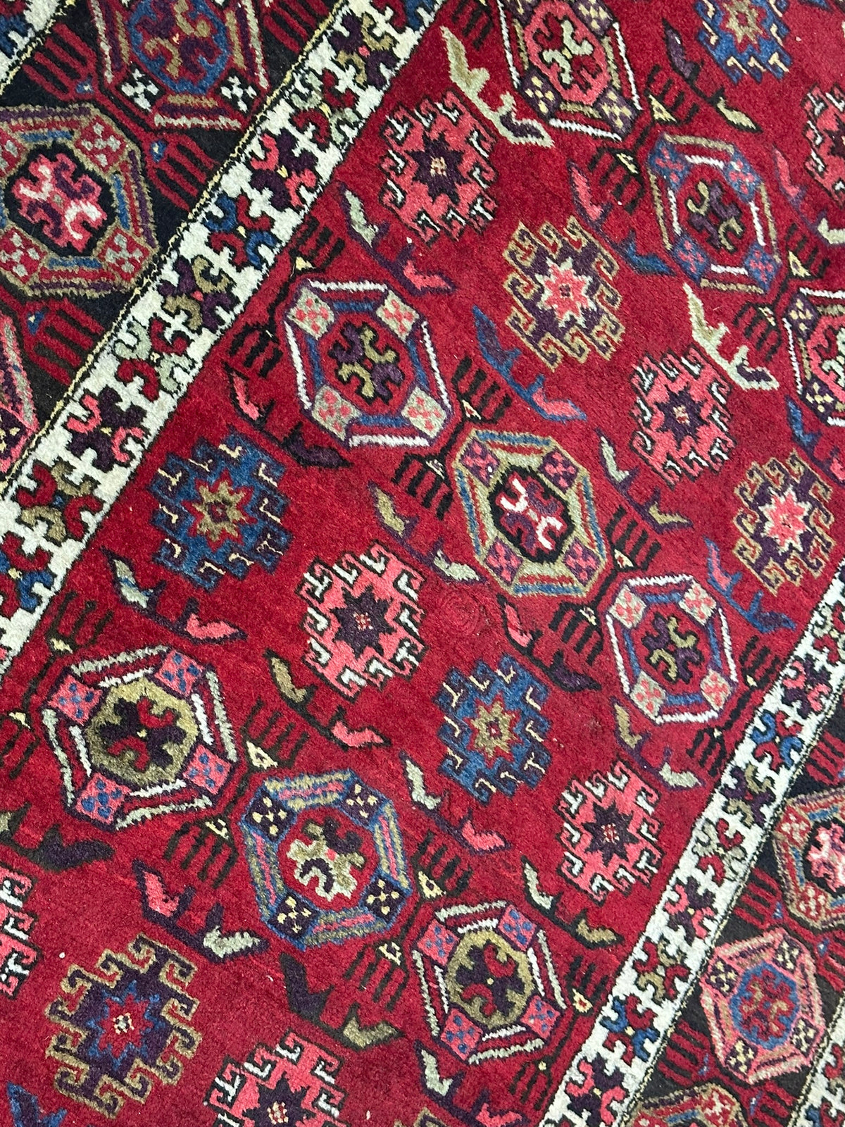 Orientteppich handgeknüpft antiker Kazak naturfarben 333x117 cm