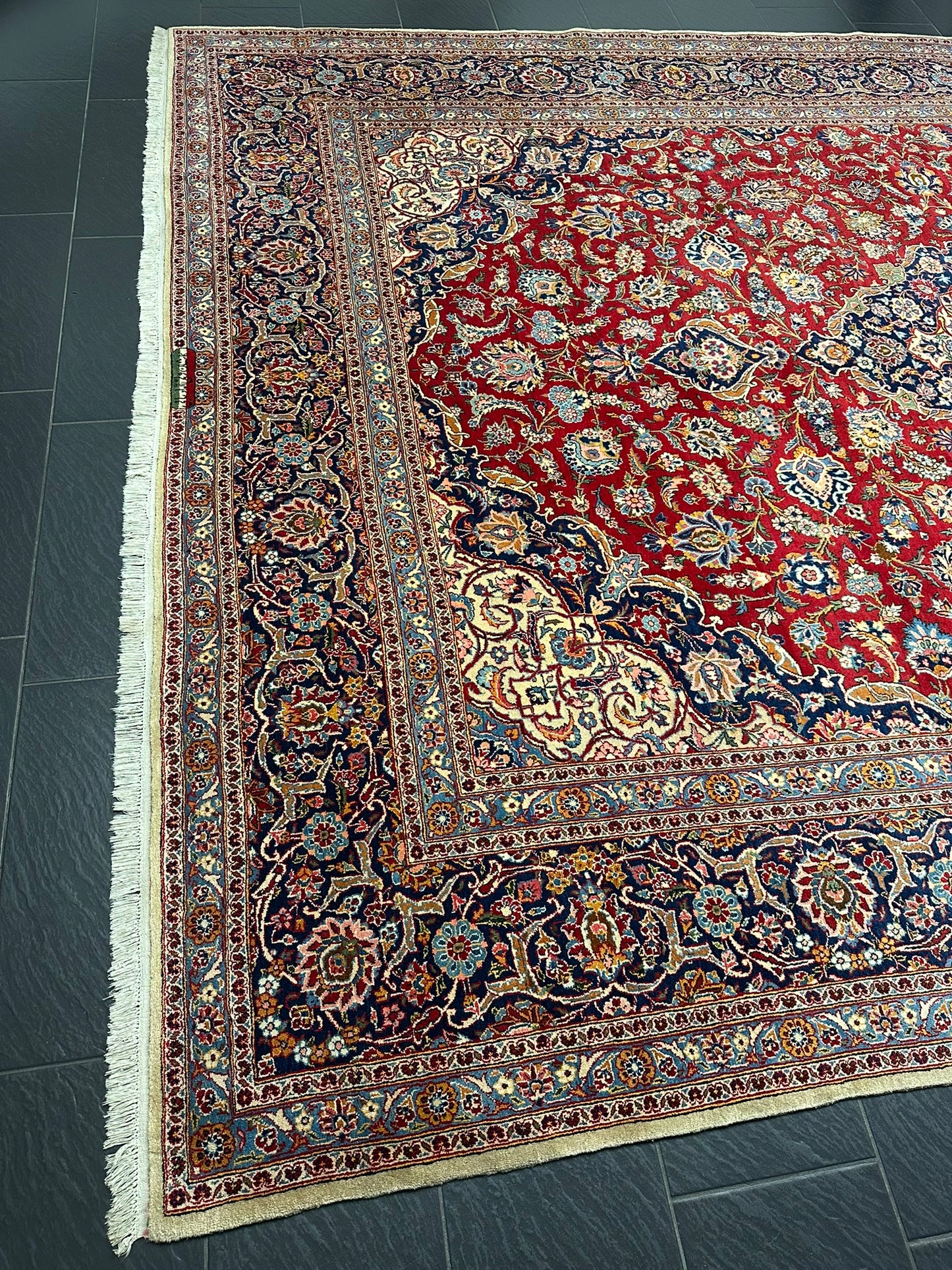orientteppich handgeknüpft Keschan Korkwolle semi antik 420x305 cm
