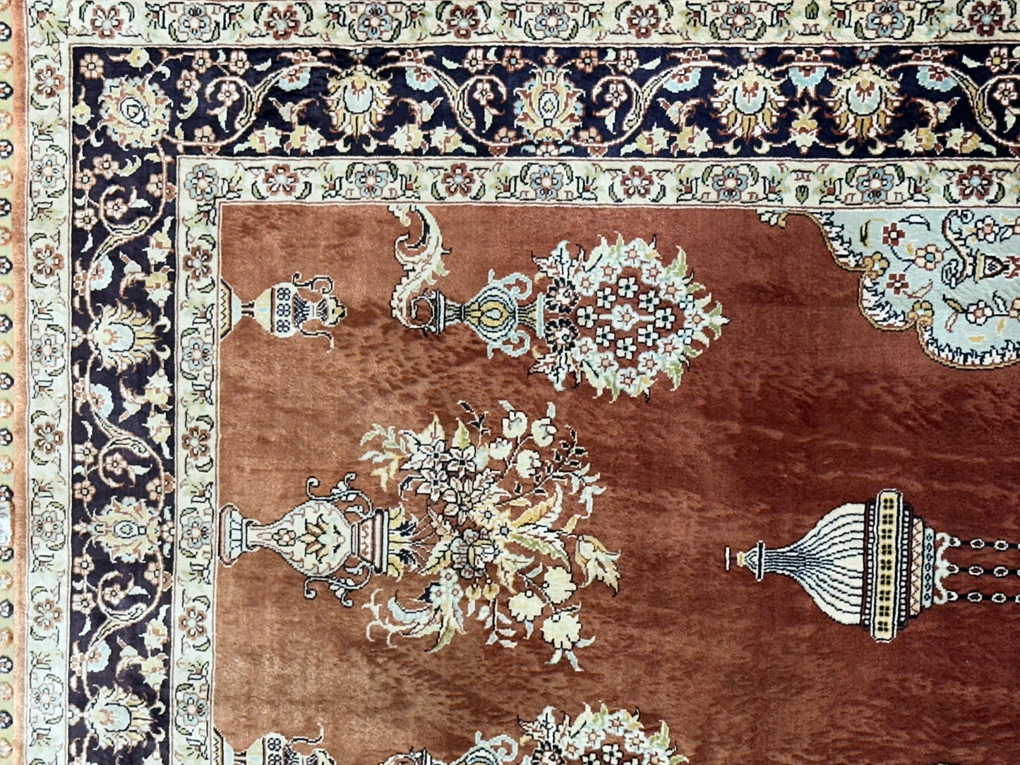 Orientteppich handgeknüpft China Hereke Seide auf Seide 95x65 cm