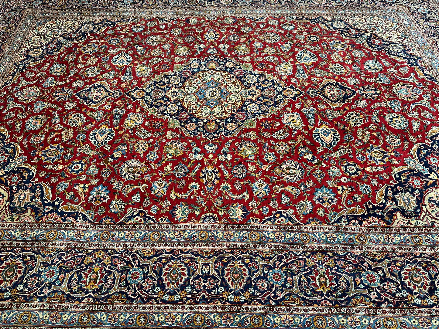 orientteppich handgeknüpft Keschan Korkwolle semi antik 420x305 cm