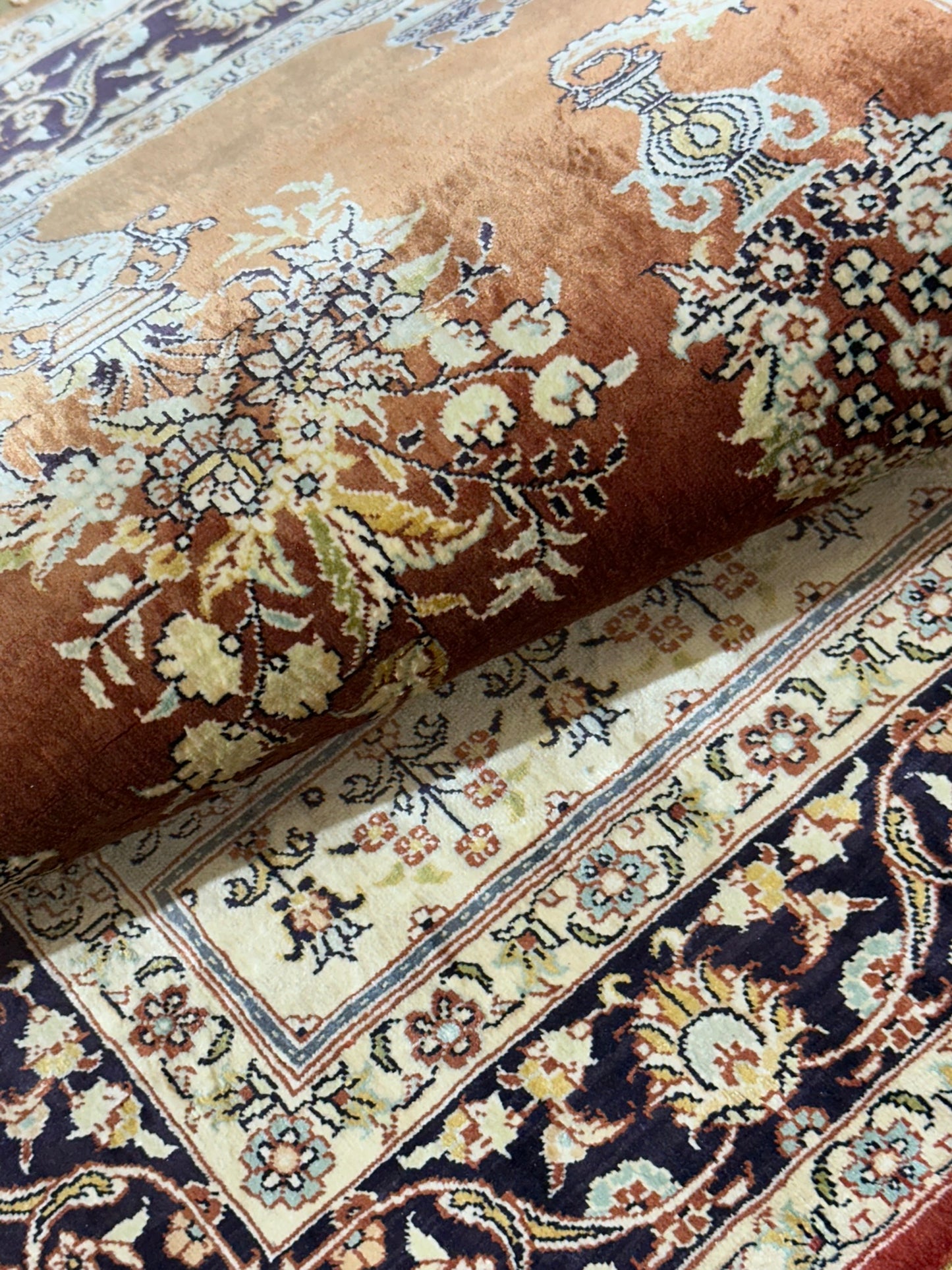 Orientteppich handgeknüpft China Hereke Seide auf Seide 95x65 cm