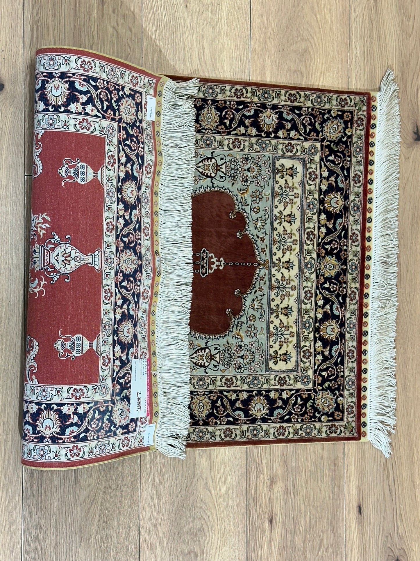Orientteppich handgeknüpft China Hereke Seide auf Seide 95x65 cm