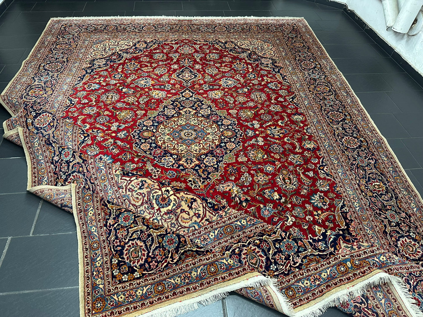orientteppich handgeknüpft Keschan Korkwolle semi antik 420x305 cm