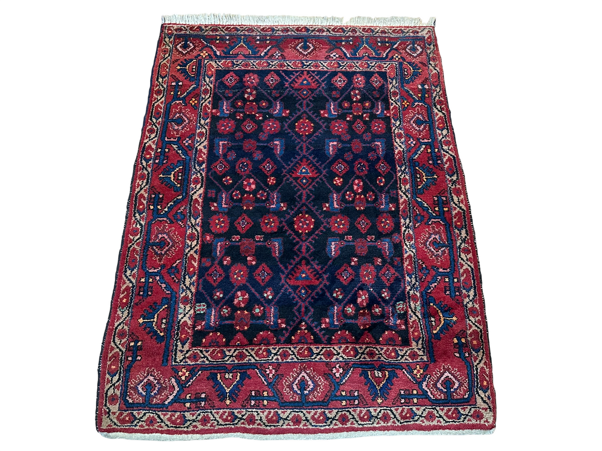 Orientteppich handgeknüpft antiker Malayer Naturfarben 150x110 cm